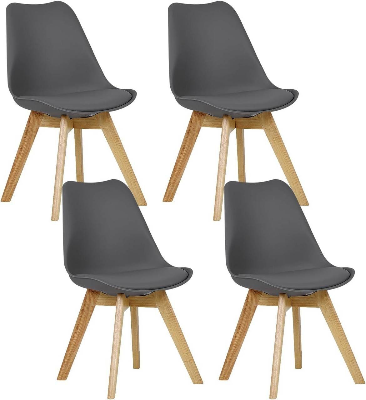 Woltu Esszimmerstuhl (Set, 4 St), Design Stuhl Kunstleder Holz