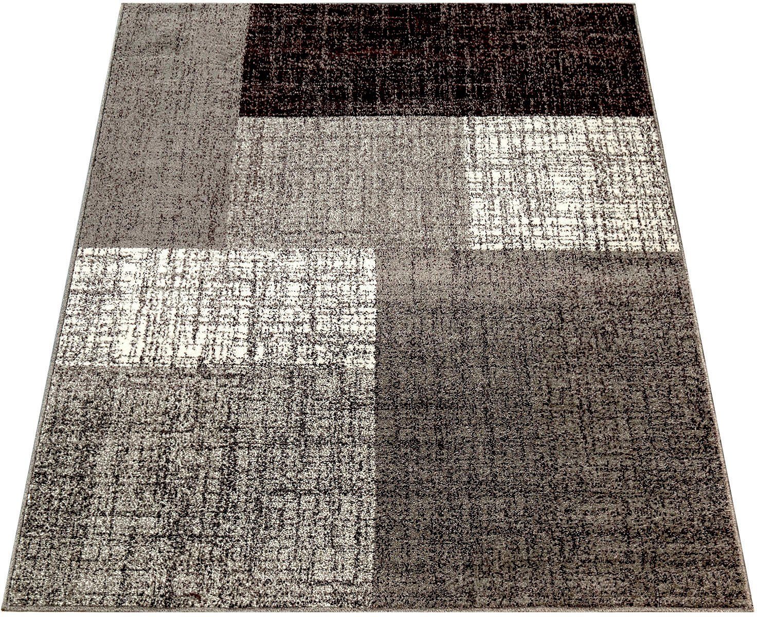 Teppich Mondial 105, Paco Home, rechteckig, Höhe: 13 mm, Kurzflor, modernes Karo Muster, ideal im Wohnzimmer & Schlafzimmer