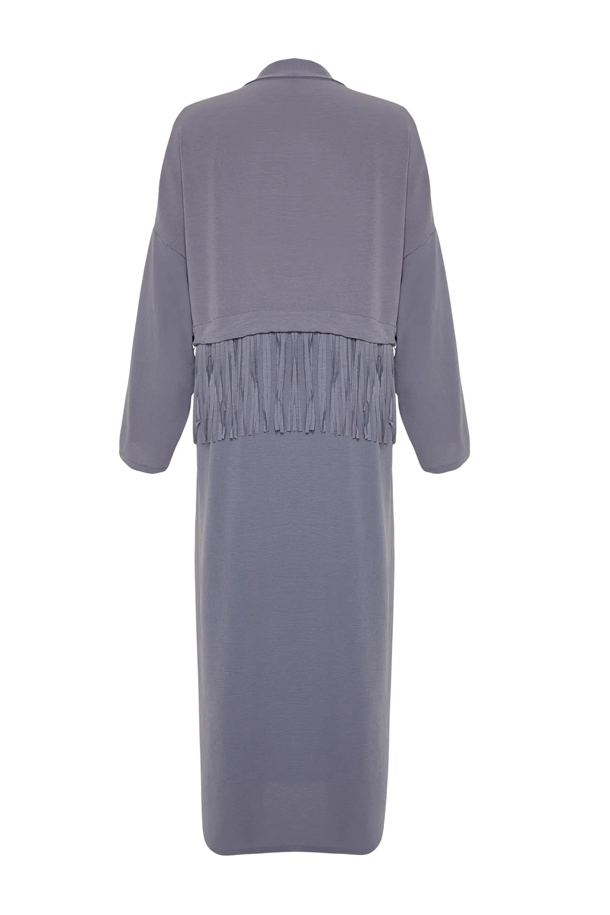 Trendyol Modest  Graue gewebte Aerobin-Kappe mit Quastendetails und Ferace TCTSS24KF00014