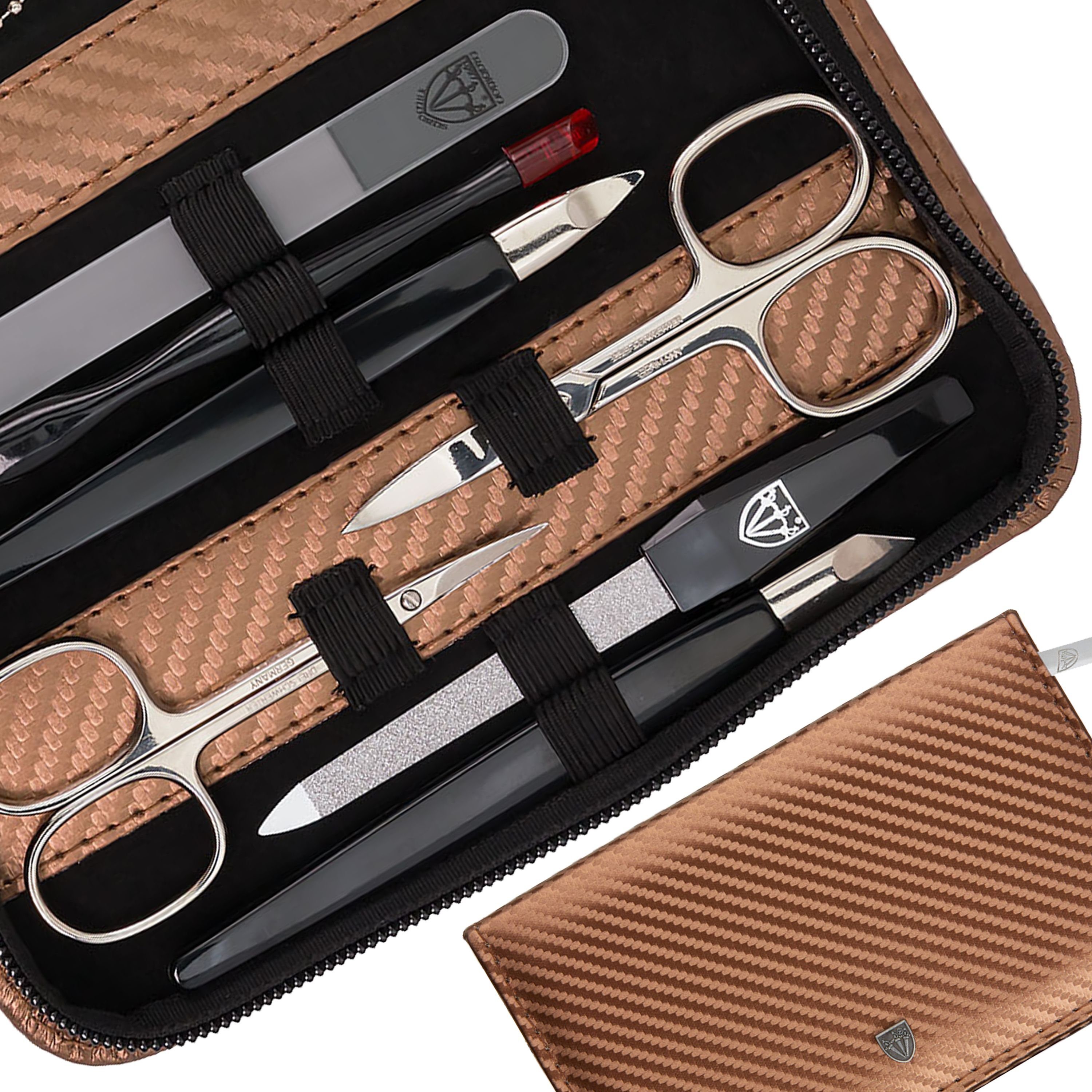 3 SCHWERTER Maniküre-Etui, London 12-teilig ALL-IN-ONE mit Glas- und Saphirnagelfeile