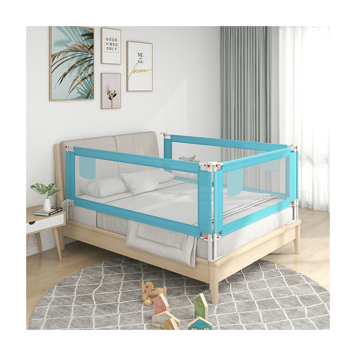 Kleinkind-Bettschutzgitter Blau 190x25 cm Stoff