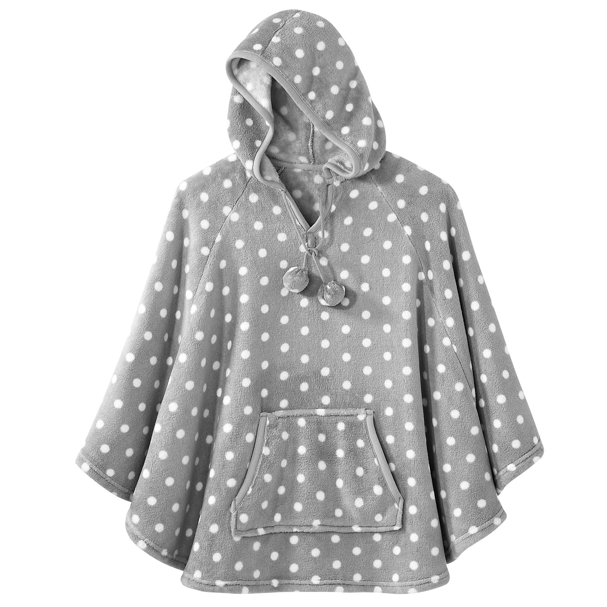 Poncho à capuche, maille polaire toucher peluche