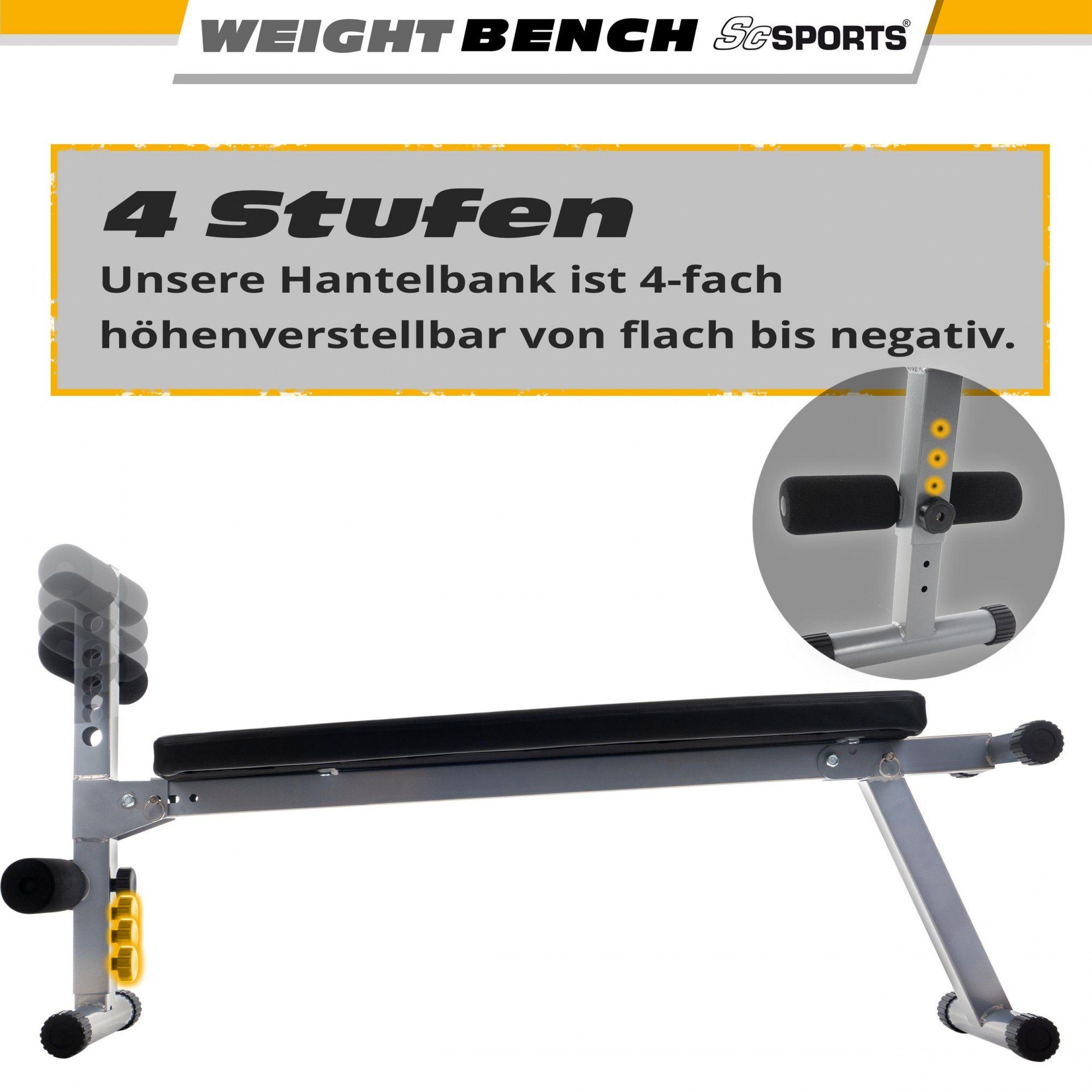 ScSPORTS® Hantelbank Sit Up Bank Bauchtrainer Verstellbar bis 150kg Klappbar