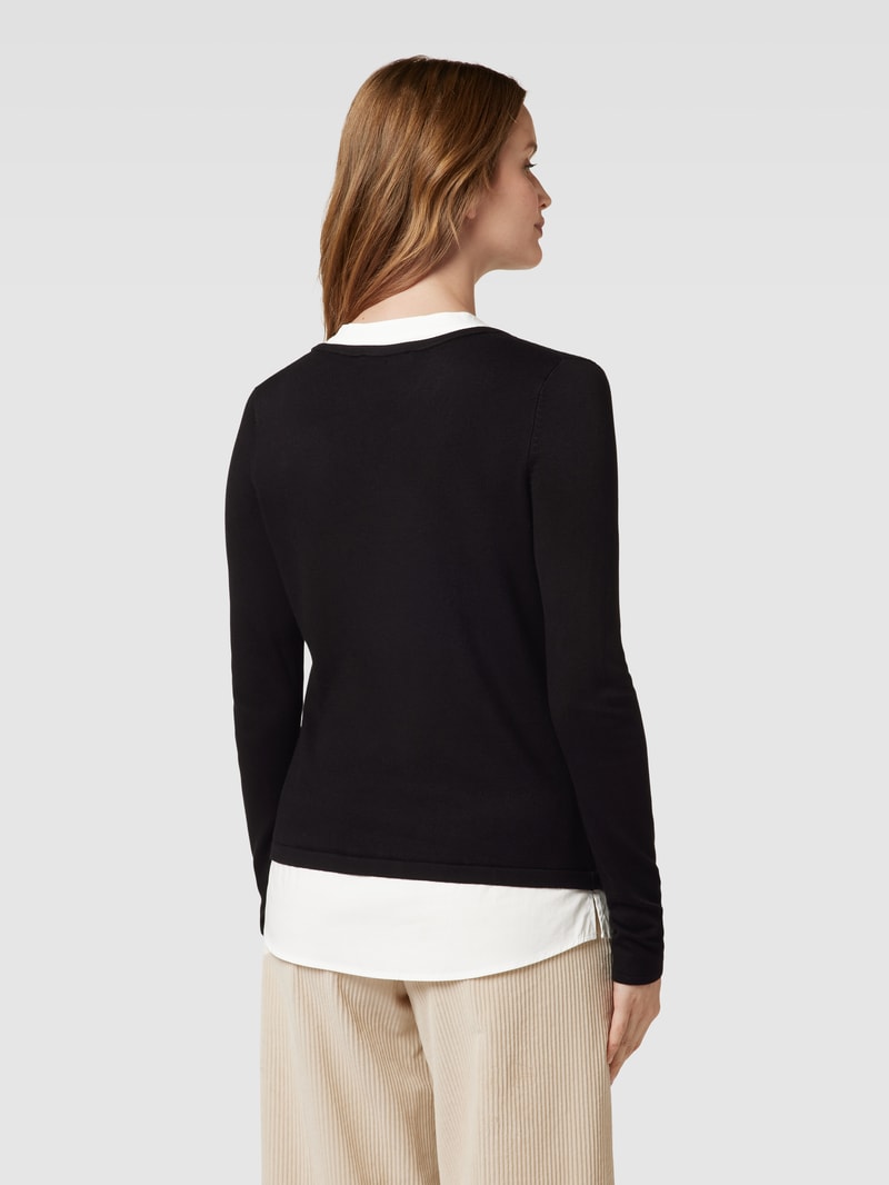 Strickpullover im Double-Layer-Look in schwarz