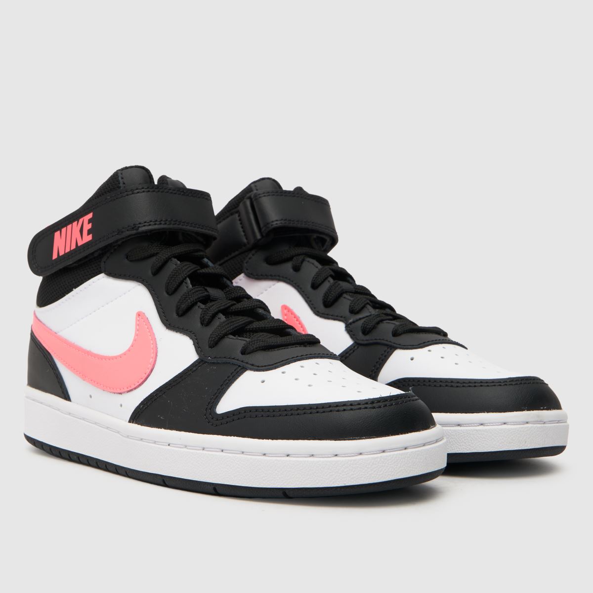 Nike vita och svarta Court Borough Mid 2 flickor/ungdomsskor