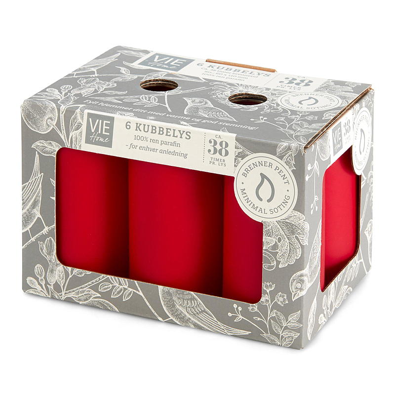 Vie Home Kubbelys 6-pk 6x11 cm rød