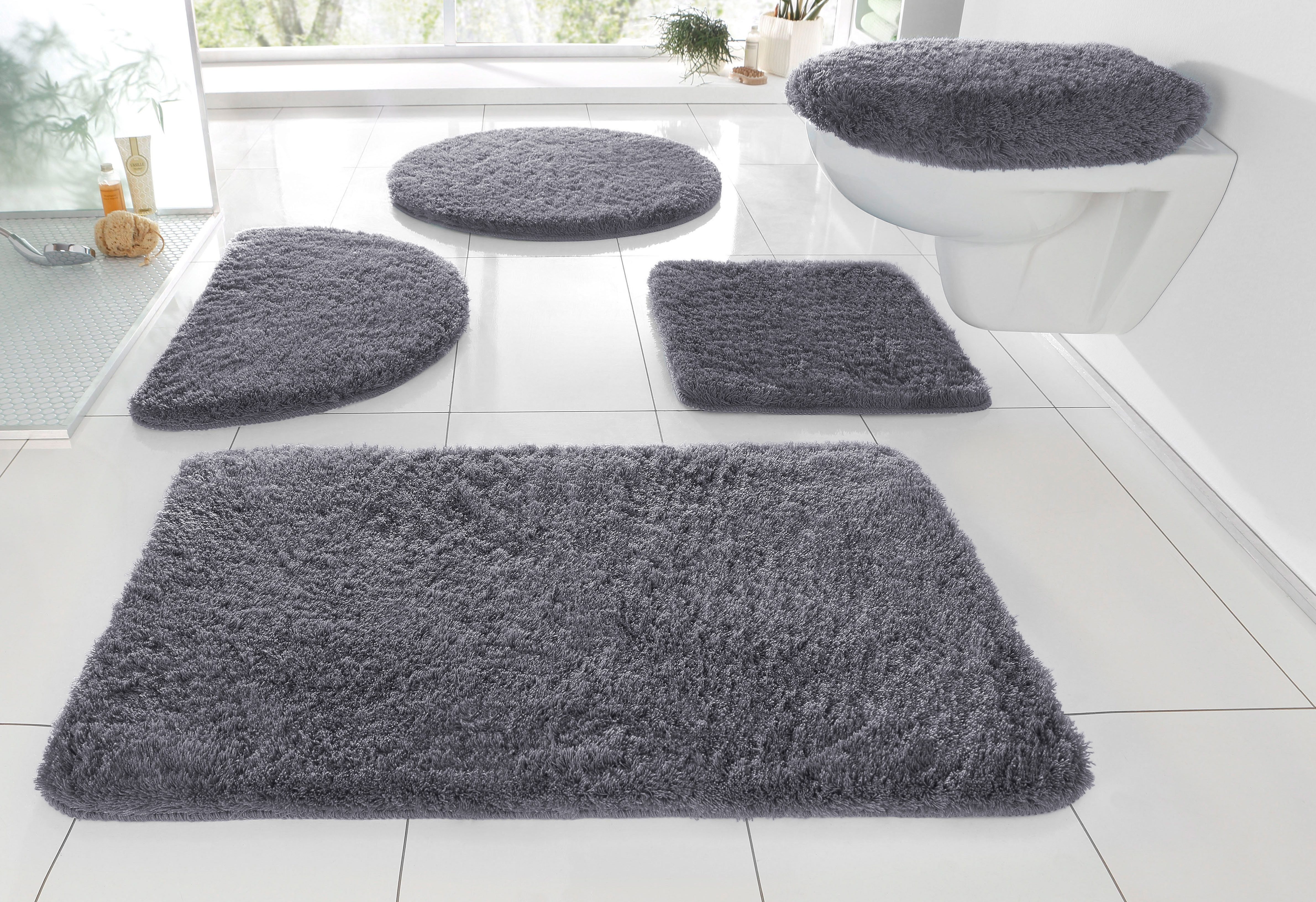 Badematte Merida my home, Höhe 32 mm, rutschhemmend beschichtet, fußbodenheizungsgeeignet, schnell trocknend, strapazierfähig, Kunstfaser, rechteckig, Badteppich, Badematten, unifarben, auch als 2-tlg. Set erhältlich