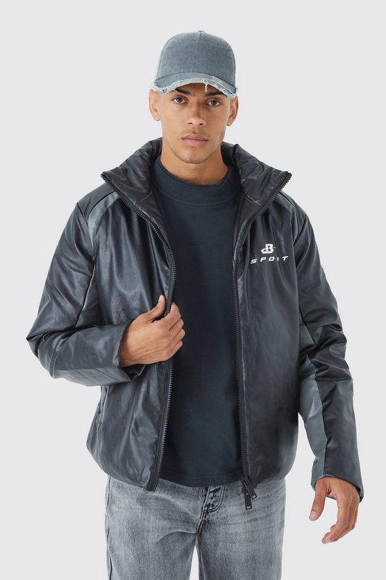 Kastige PU Moto-Steppjacke