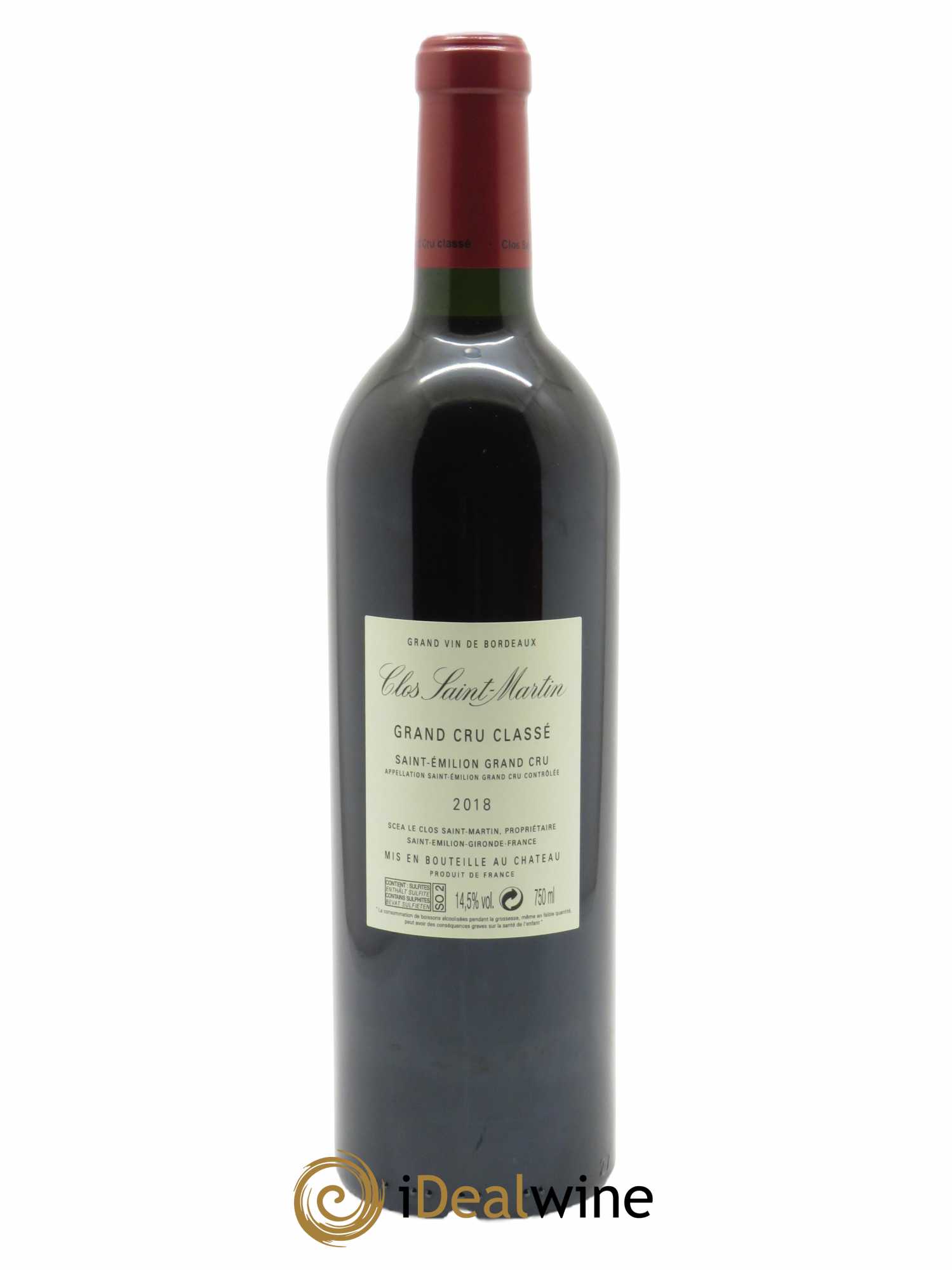 Clos Saint Martin Grand Cru Classé (CBO à partir de 6 bts) 2018 - Lot de 1 Bouteille