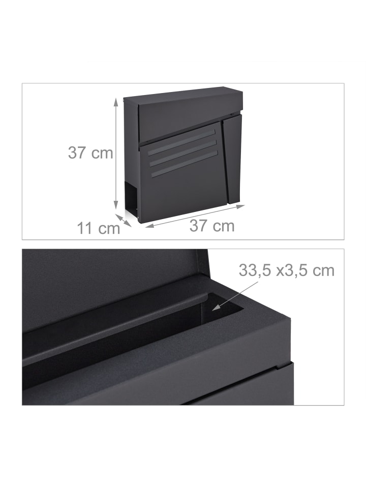 relaxdays Briefkasten in Schwarz günstig kaufen onesize