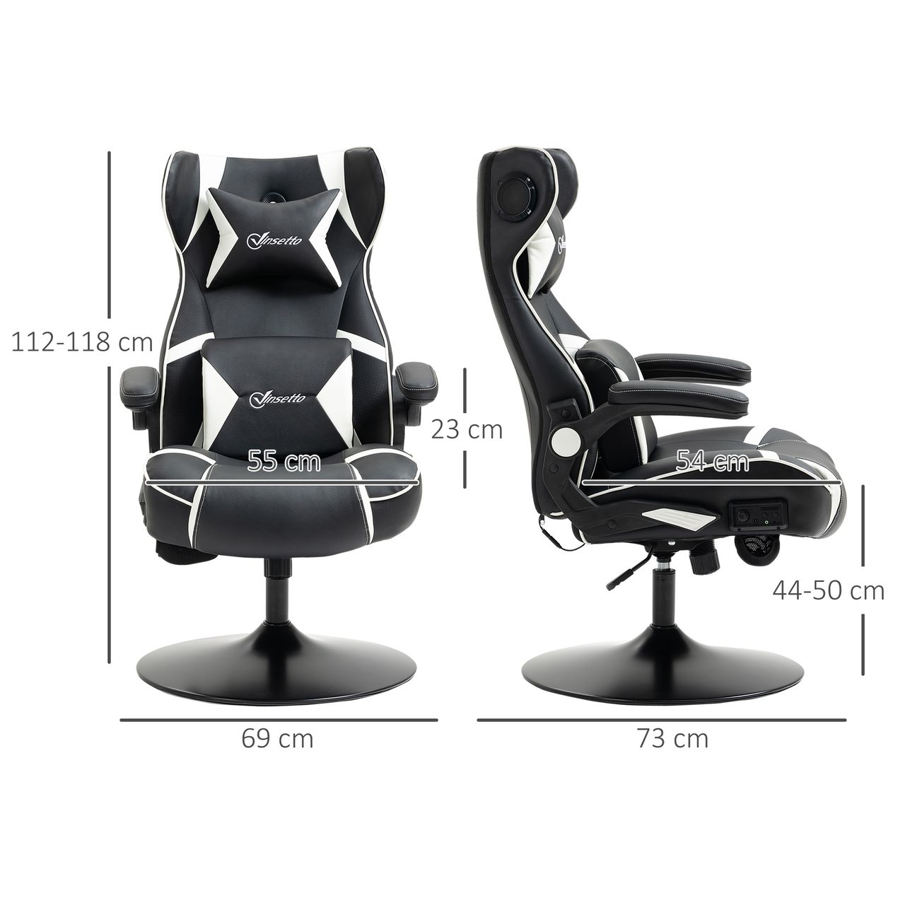 HOMCOM Vinsetto Gamingsessel mit Wippfunktion Gamingstuhl mit Lautsprecher Bürostuhl PU