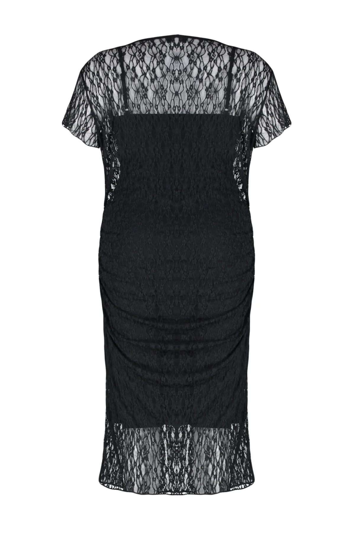 Trendyol Curve  Schwarzes Midi-Strickkleid aus Spitze TBBSS24AH00026
