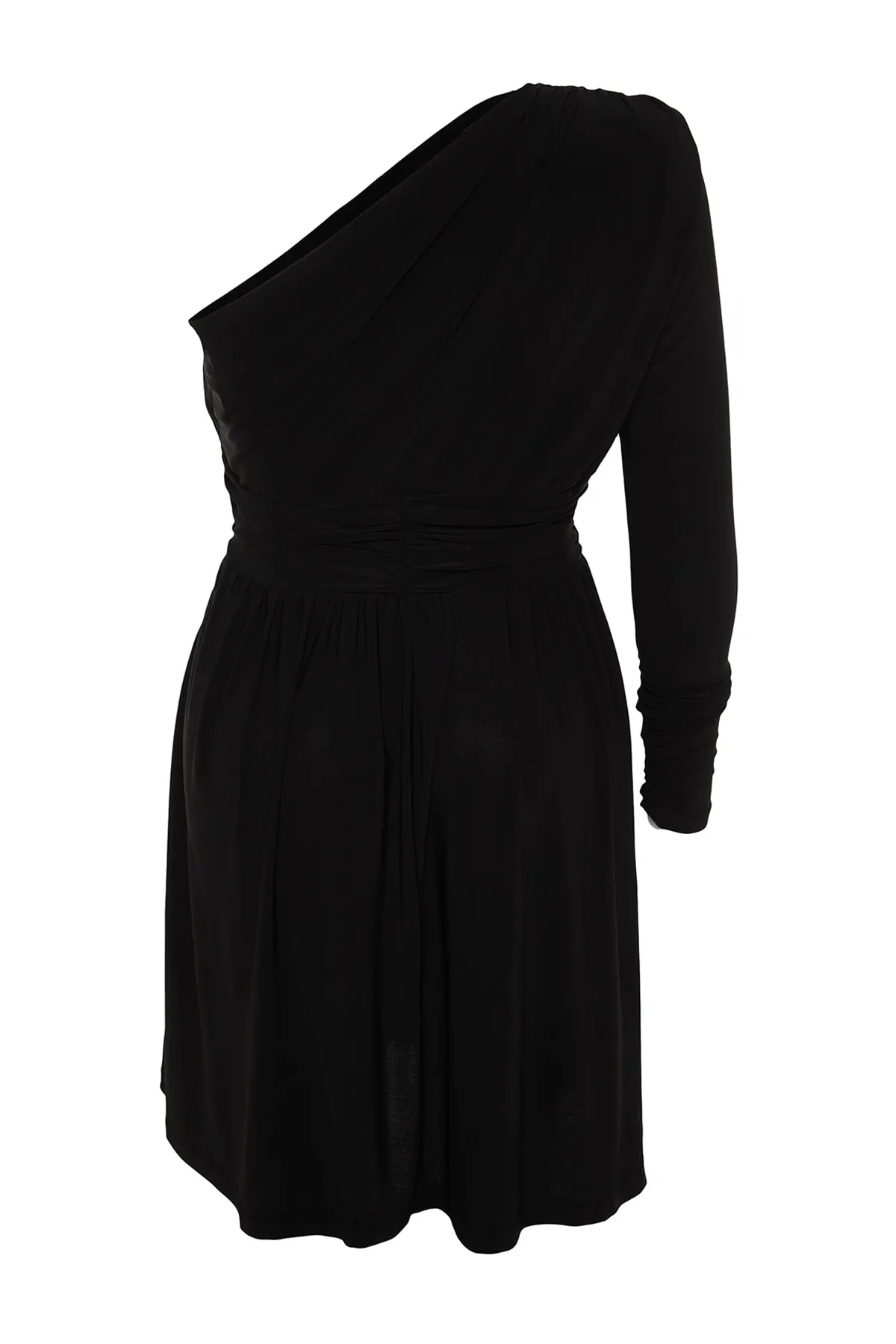 Trendyol Curve  Schwarzes, einärmliges langes Strickkleid mit Taillenöffnung TBBSS23AH00258