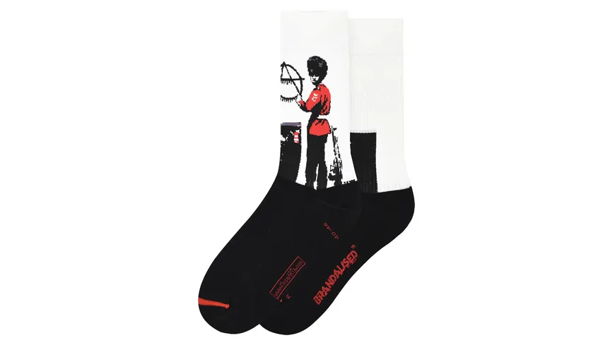 MuseARTa Unisex Socken The world's most famous Graffiti - Anarchist Soldier White