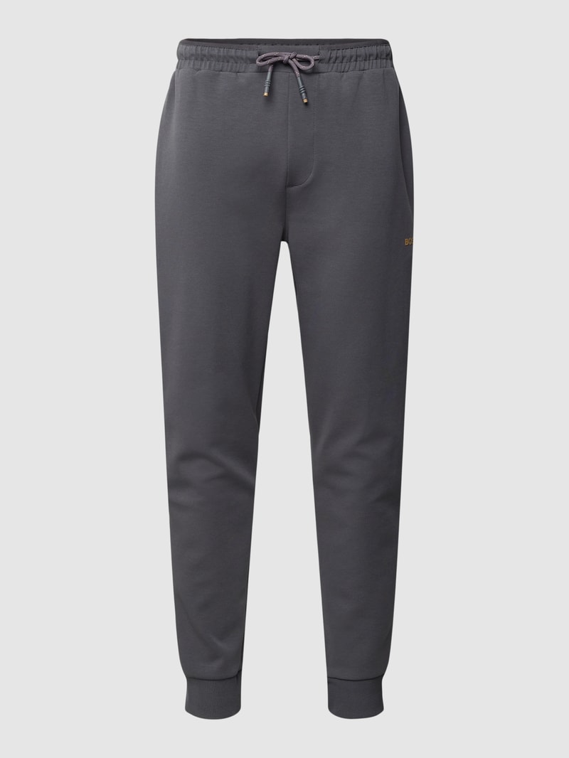 Sweatpants mit Label-Print Modell 'Hadiko' in graphit