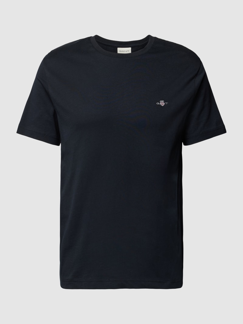 Regular Fit T-Shirt mit Label-Stitching Modell 'SHIELD' in schwarz