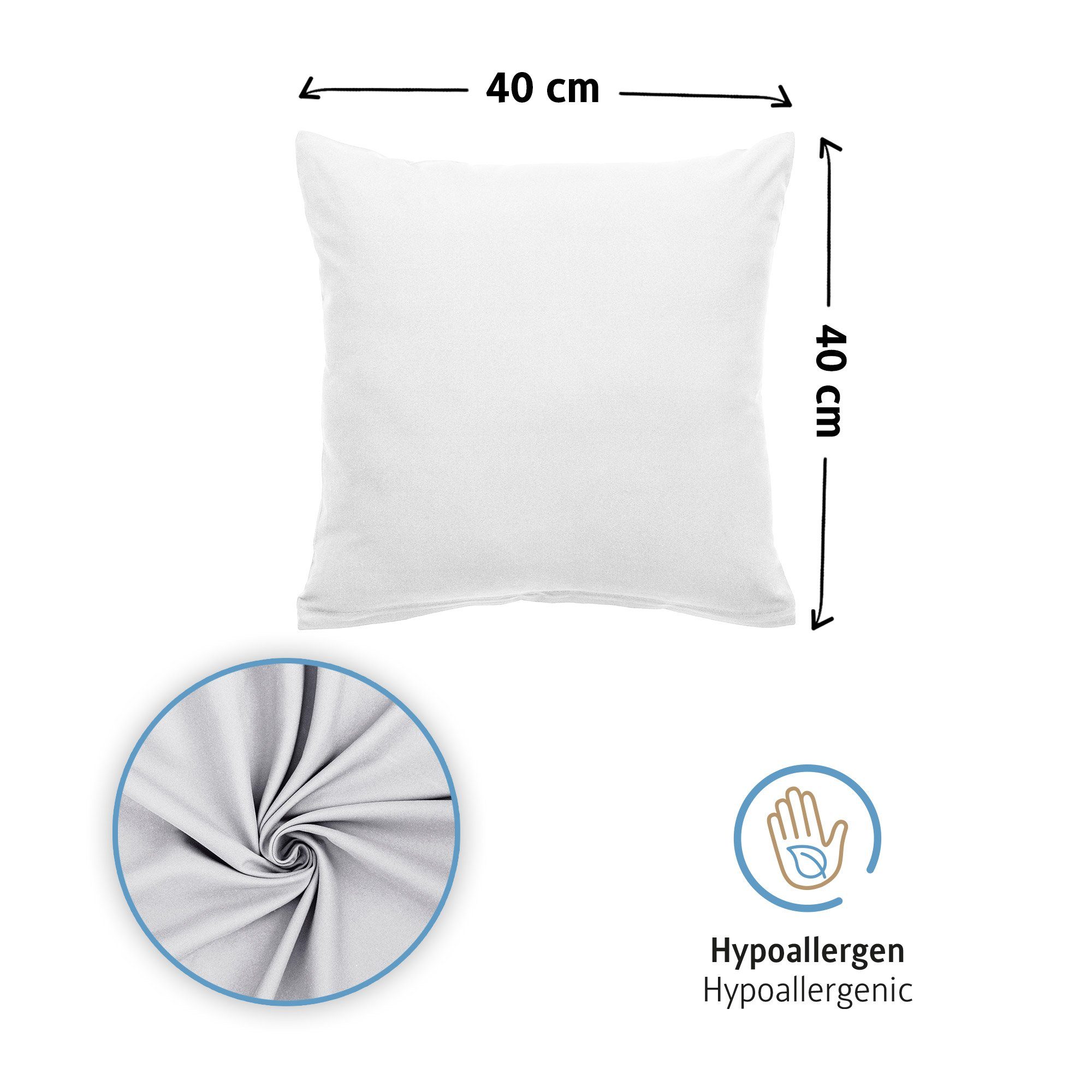 Kissenbezug Premium Kopfkissenbezug, gebürstet 100% Mikrofaser 120g/m², Komfortec (2 Stück), 40x40 cm mit Reißverschluss, Superweiches Kissenhülle Set
