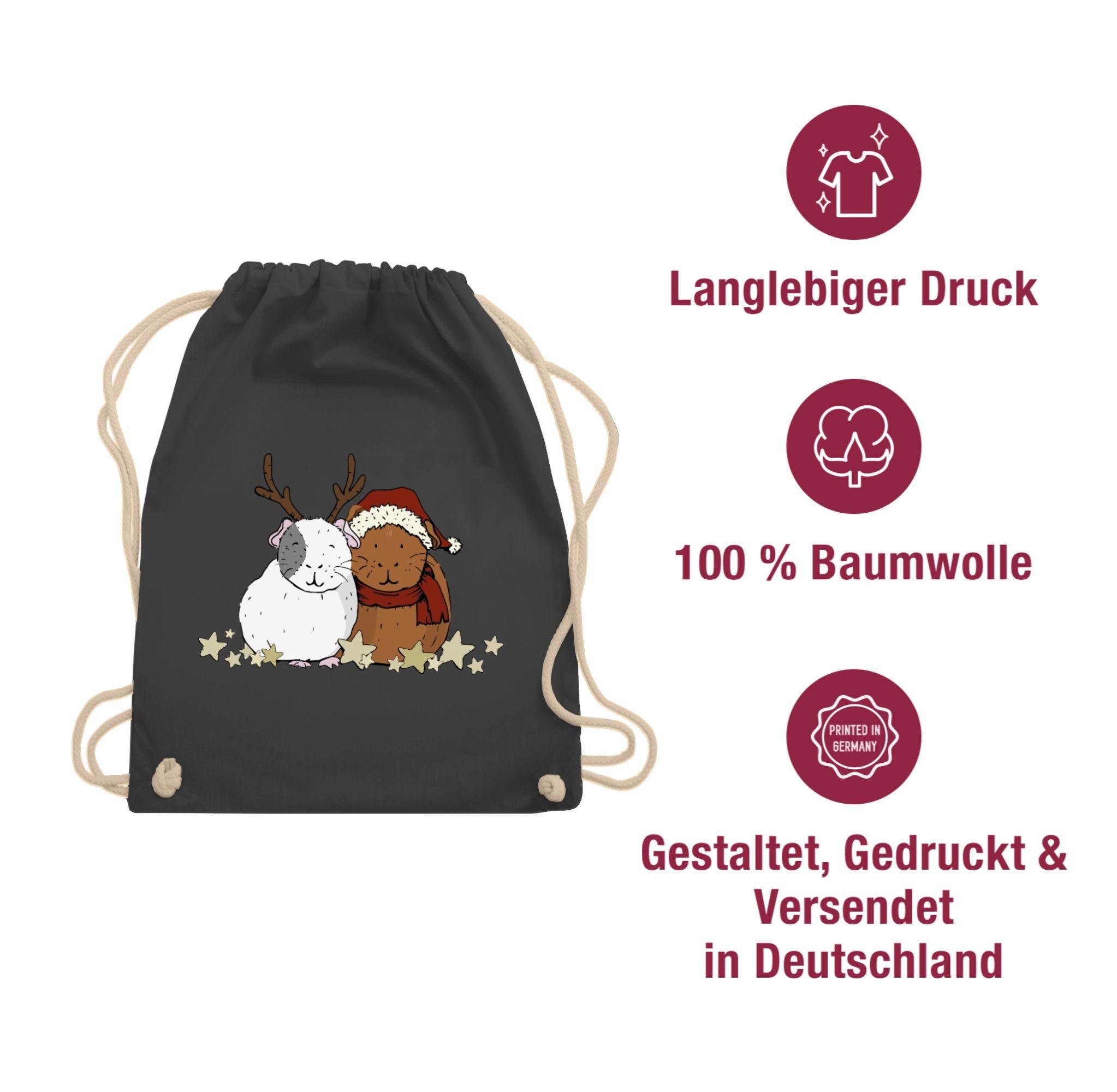 Shirtracer Turnbeutel Weihnachtliche Meerschweinchen - Weihnachten & Silvester Geschenke - Turnbeutel, Neujahrsgeschenke Party Deko