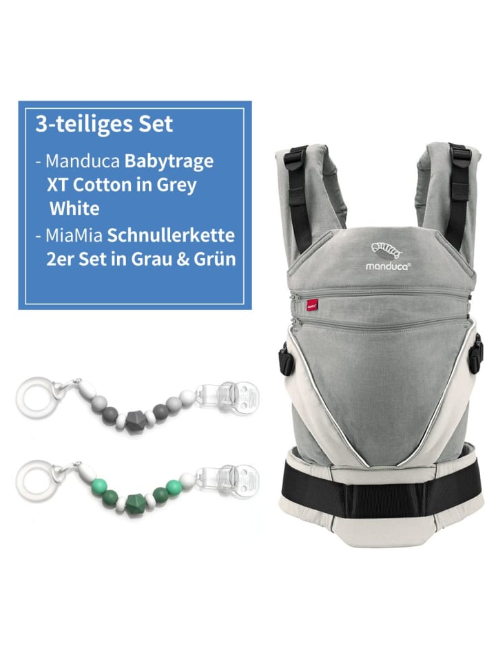manduca Babytrage-Set XT-Cotton für Neugeborene ab 3,5 kg - in grau,weiss günstig kaufen onesize