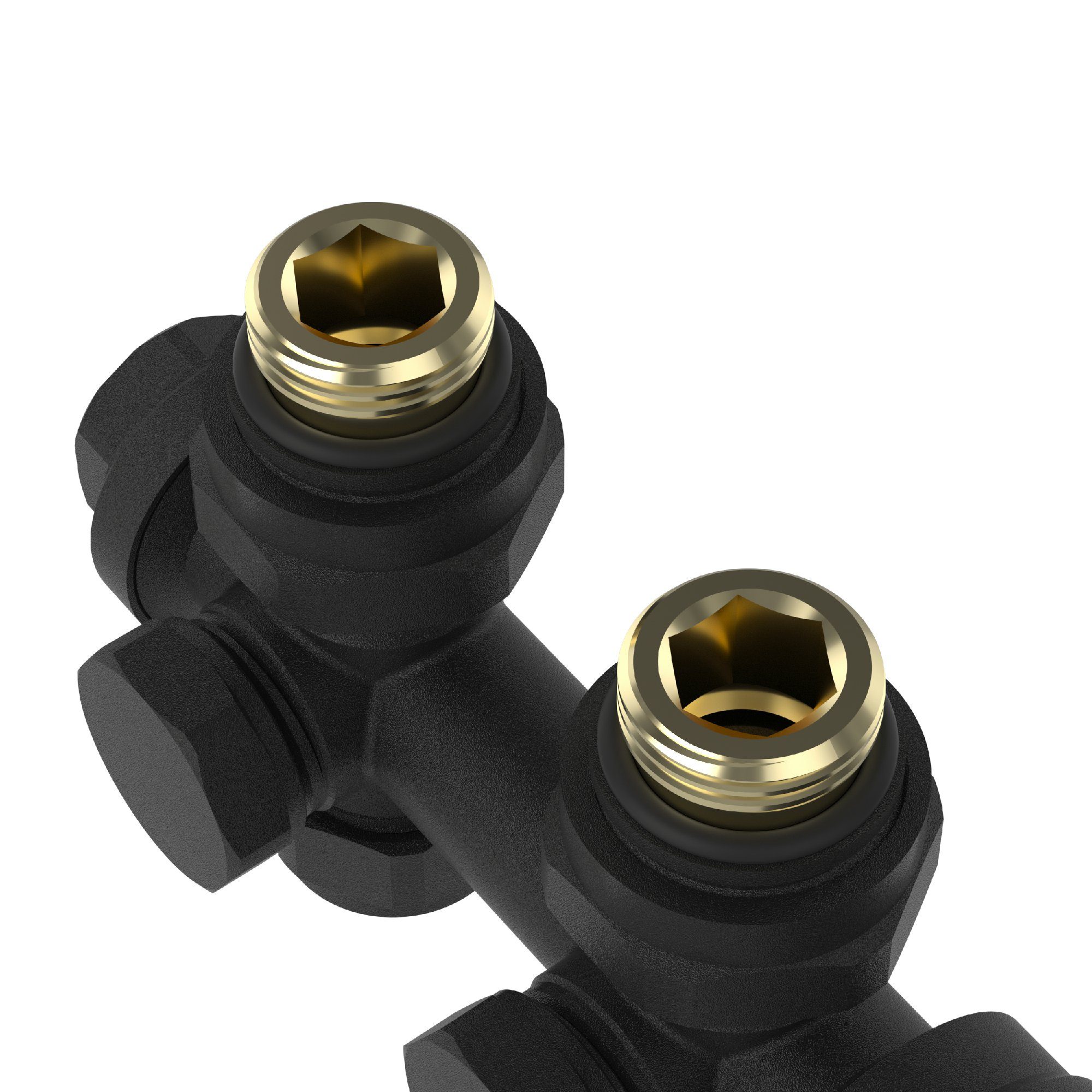 neu.haus Heizkörperthermostat, Gloppen Multiblock Set mit Thermostatkopf Messing Schwarz