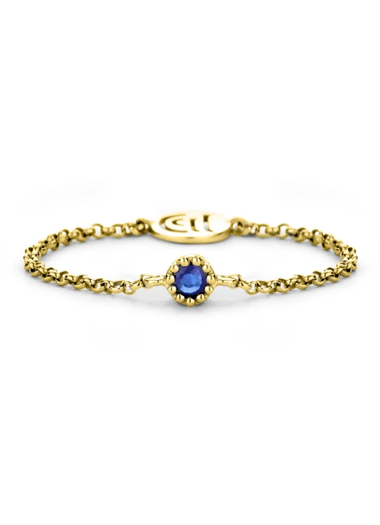 Diamond Point Yellow gold ring 0.05 ct blue sapphire Joy