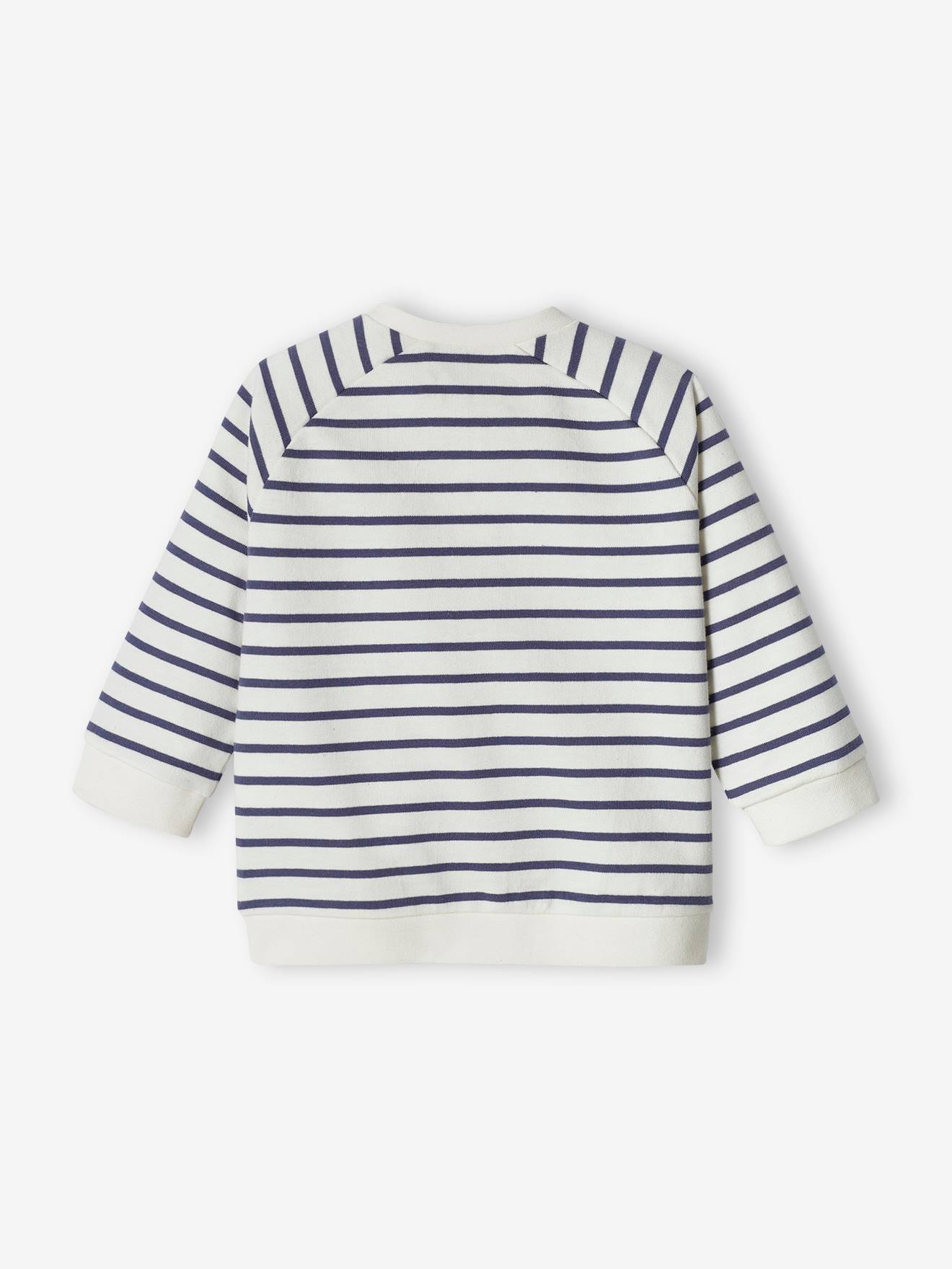Sweat rayé en molleton bébé bleu ardoise