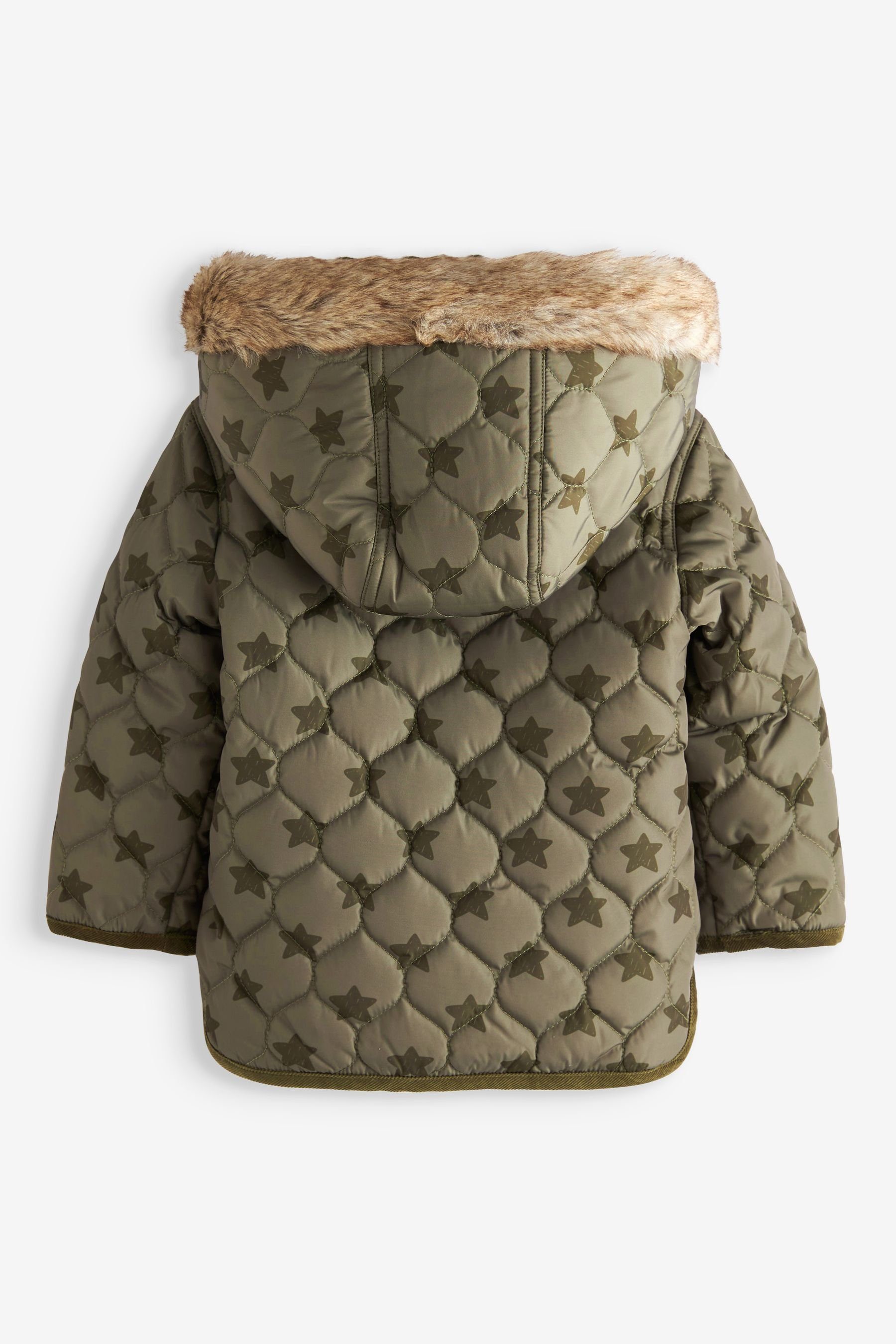 Next Strickjacke Steppjacke mit Besatz aus Kunstfell (1-tlg)