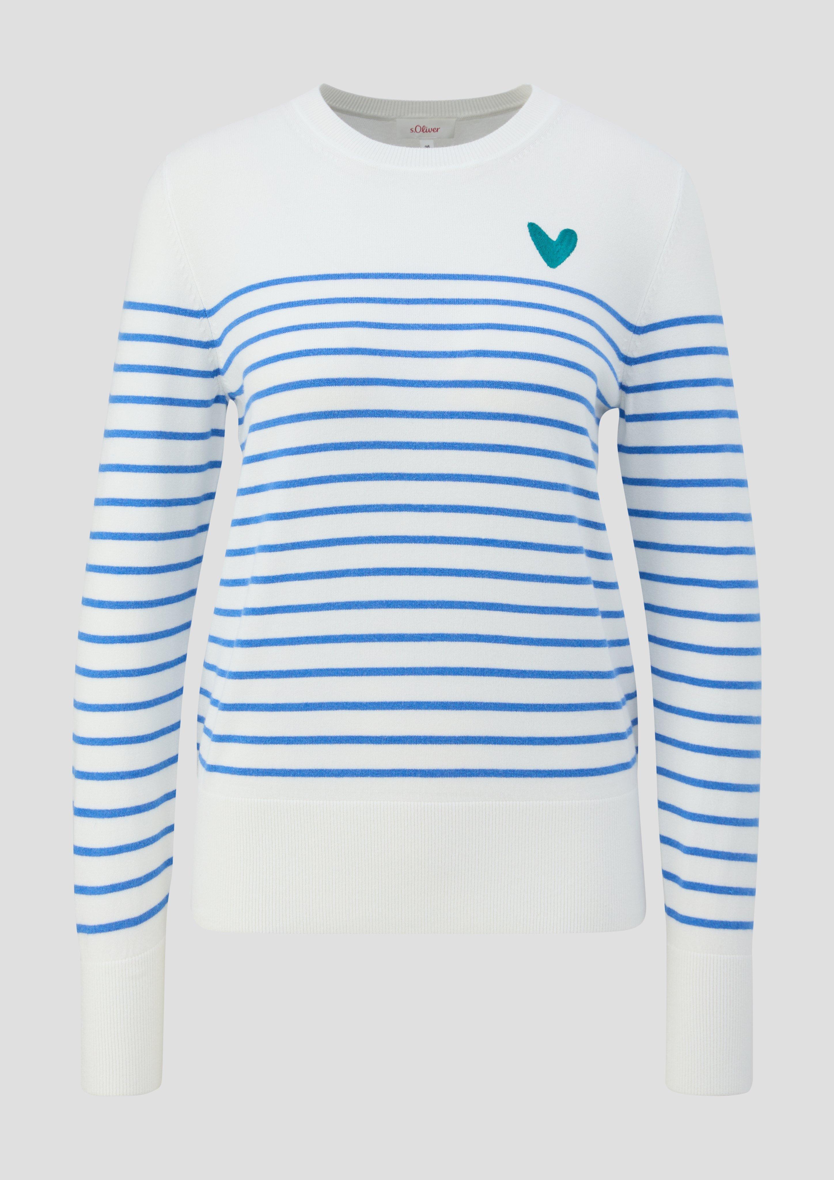 Ringelpullover mit kleiner Stickerei  2141234-55G3