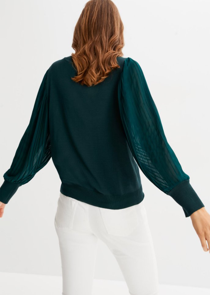 Pullover mit plissierten Ärmeln