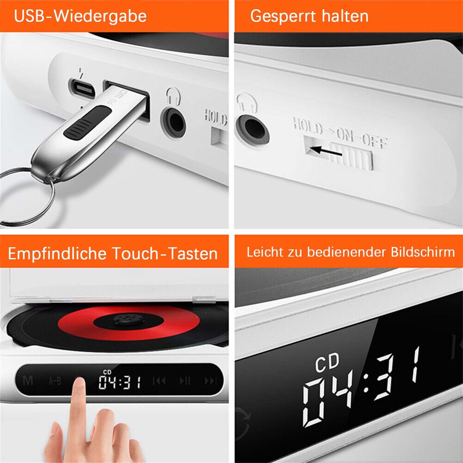 Yoyaxi Auto-Bluetooth-kompatibel, Speicherfunktion tragbarer CD-Player (Mehrere Wiedergabeoptionen, Genießen Sie Musik auf verschiedene Arten)