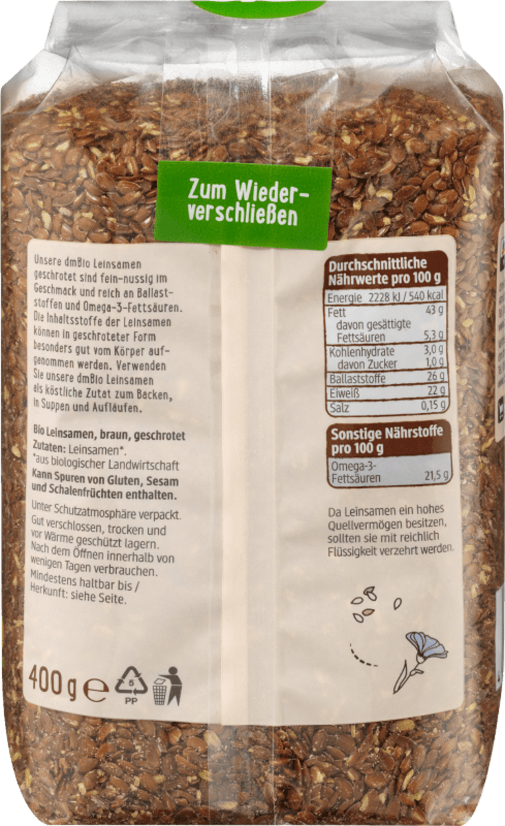 Leinsamen, geschrotet, 400 g