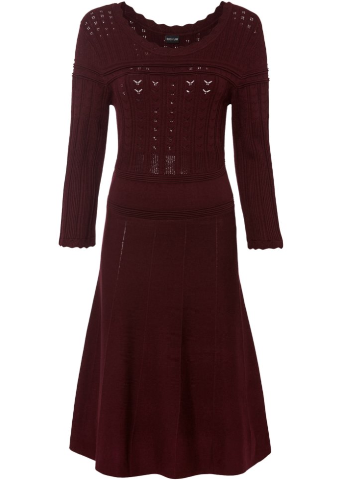 Strickkleid mit Ajourmuster und nachhaltiger Viskose