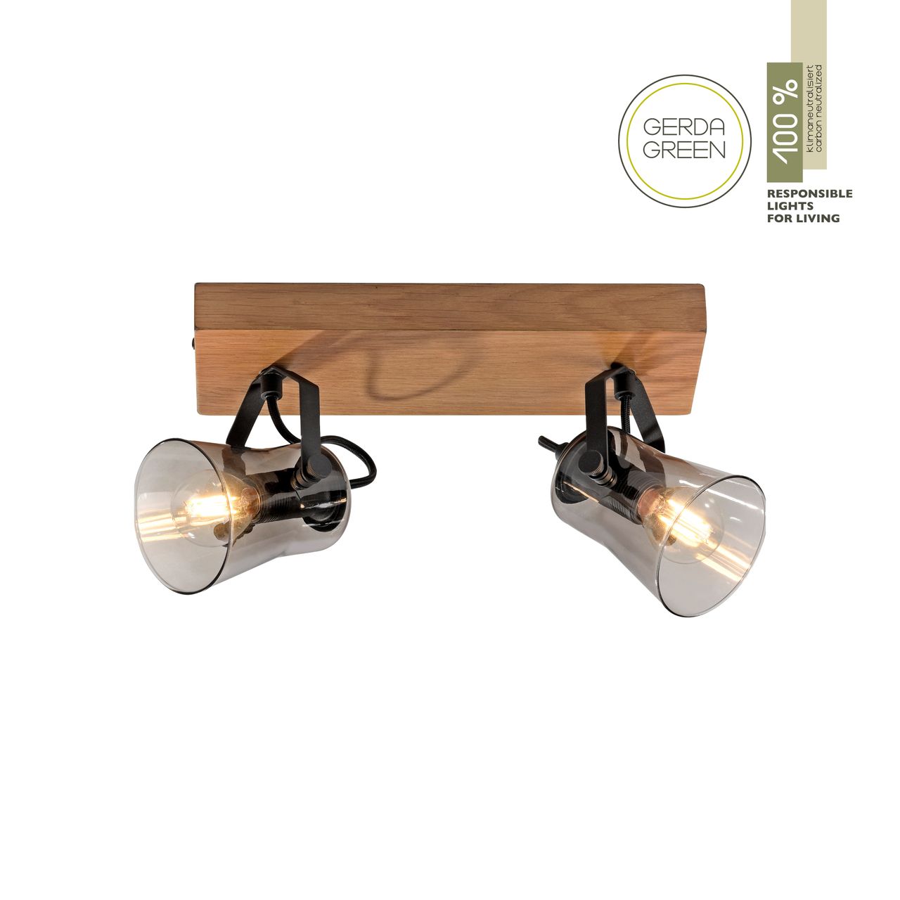 JUST LIGHT Deckenleuchte GREEN LANGSTRÖM, 2x E14/10Watt max., Holz-natur