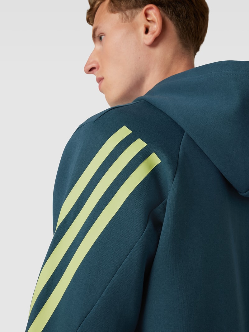 Sweatjacke mit Label-Patch in petrol