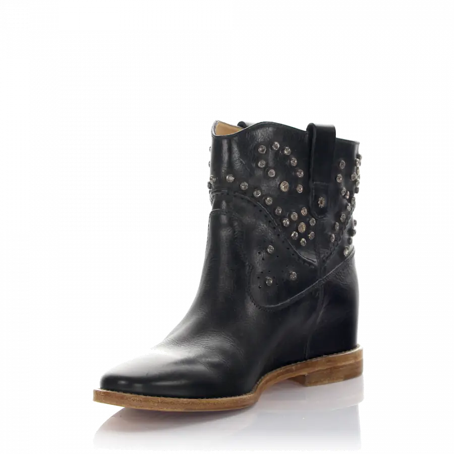 Rossano Bisconti - Stiefeletten Kalbsleder Nieten schwarz - schwarz