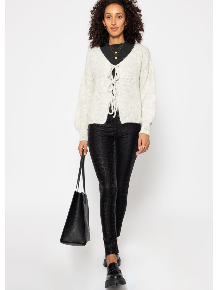 SASSYCLASSY Thermo Leggings in Lederoptik mit Leo Print in Schwarz günstig kaufen
