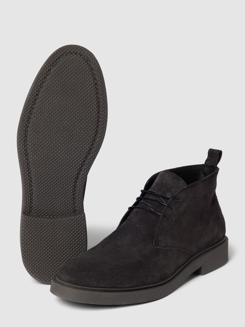 Desert Boots aus Leder mit Schnürverschluss in dunkelgrau