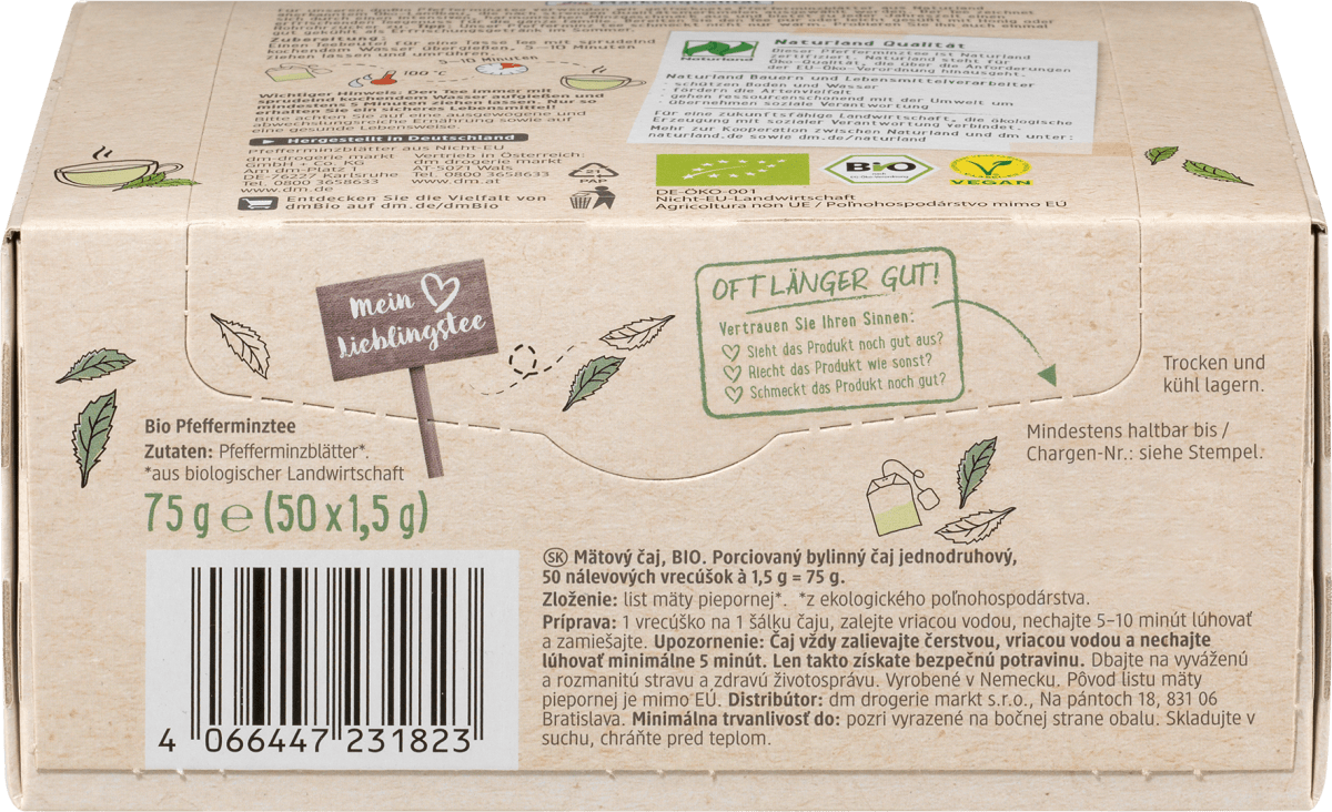 Kräutertee Pfefferminze (50 Beutel), 75 g
