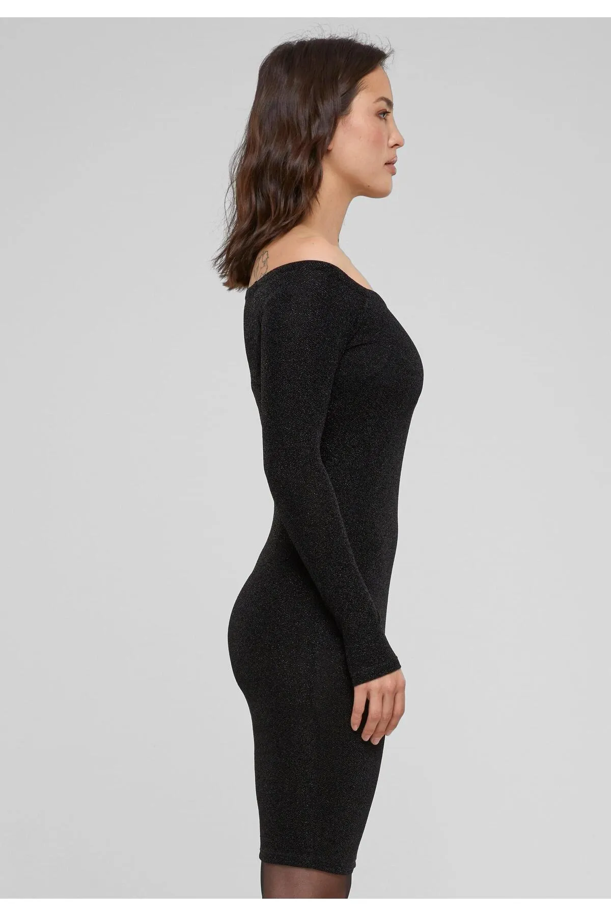 Urban Classics  Damen Schulterfreies Langarm-Glitzerkleid für Damen