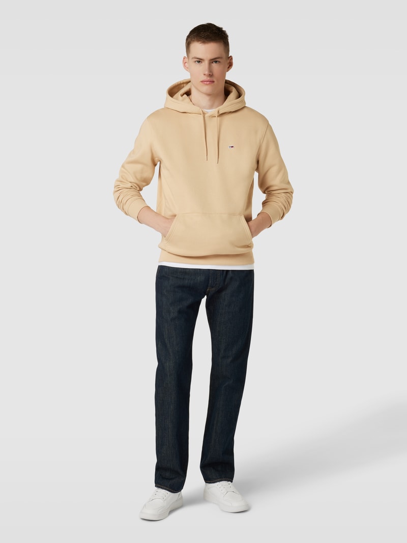 Hoodie mit Label-Stitching in beige