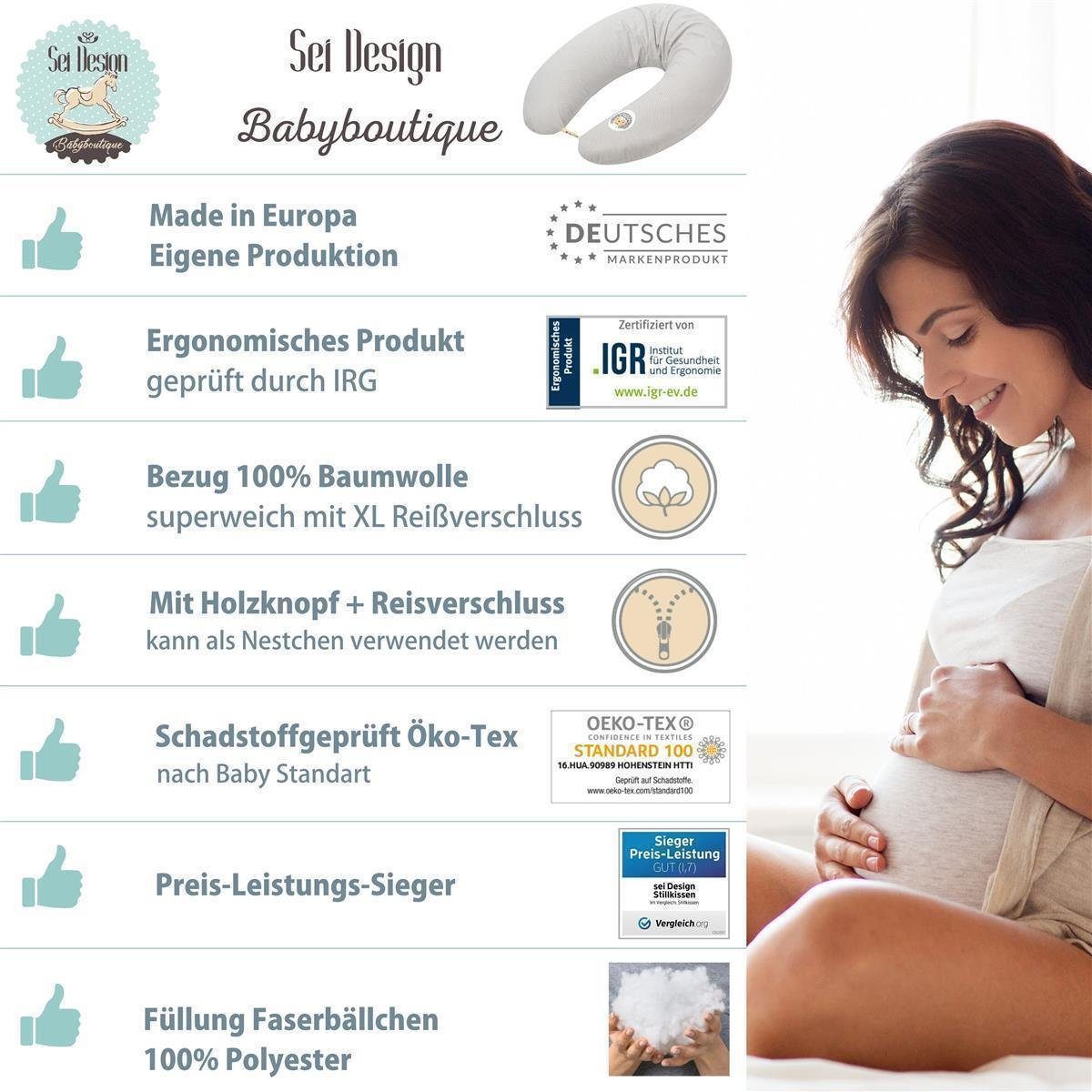 SEI Design Stillkissen Seitenschläferkissen Babynestchen Kuschelnest XXL, Spar-Set 2X Bezug, Bezug 100% Baumwolle
