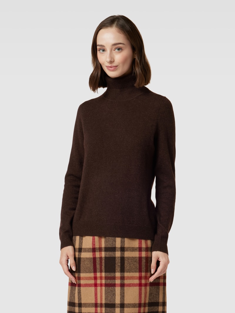 Kaschmirpullover in melierter Optik in schokobraun meliert