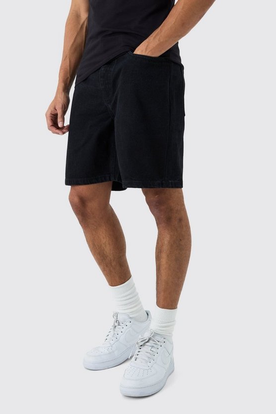 Lockere Jeansshorts in Schwarz