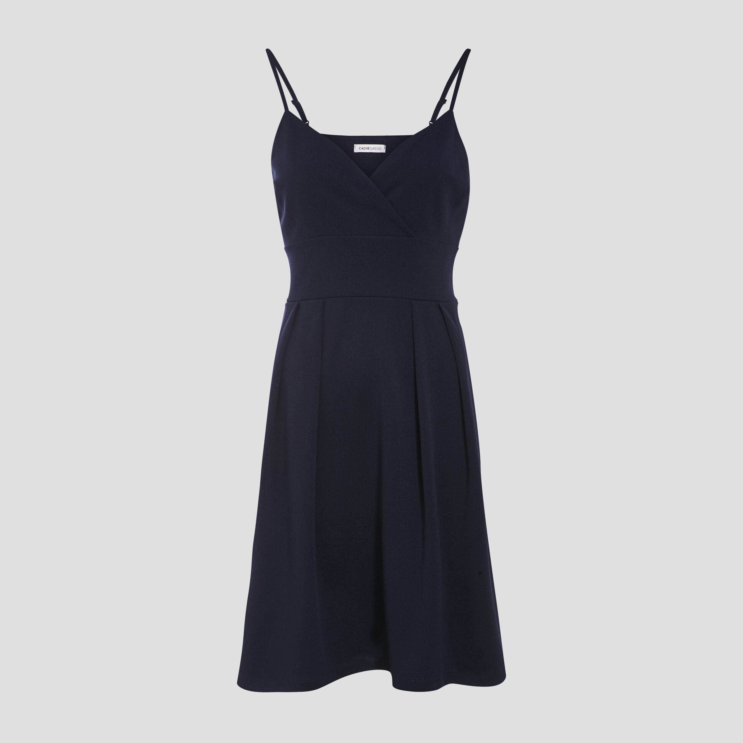 Robe évasée avec bretelles bleu marine femme | Cache Cache