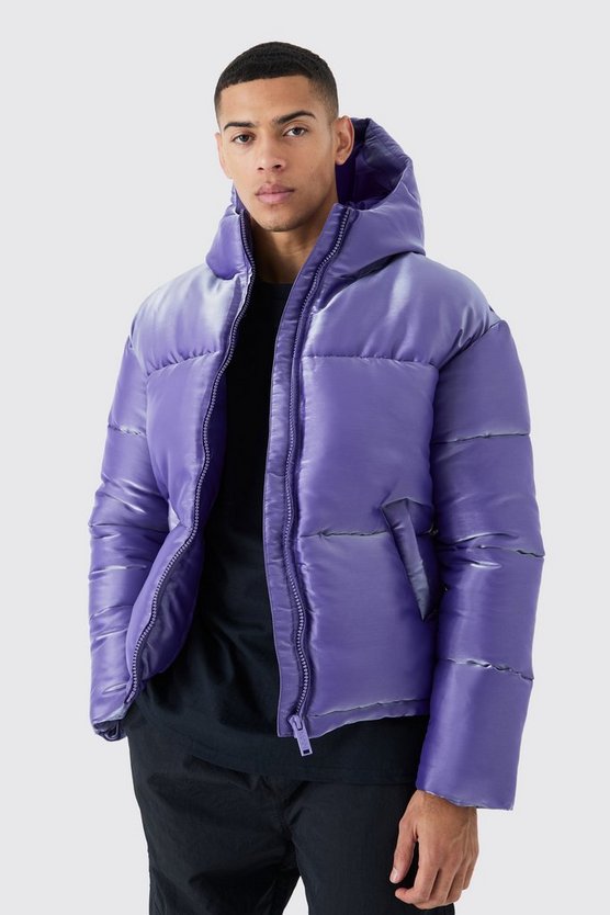 Nylon Steppjacke in Metallic-Optik