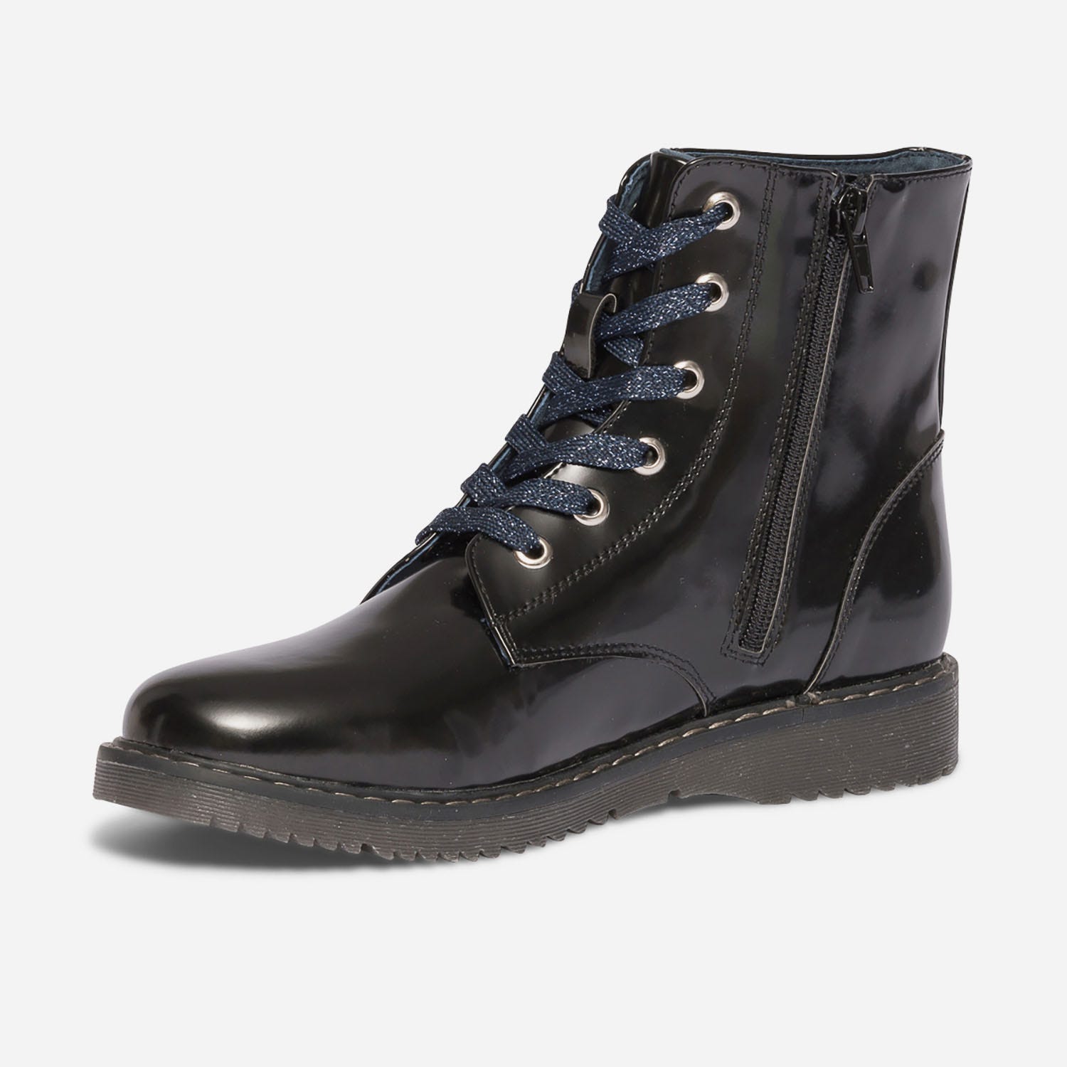 Boots noir à lacet bleu pailleté