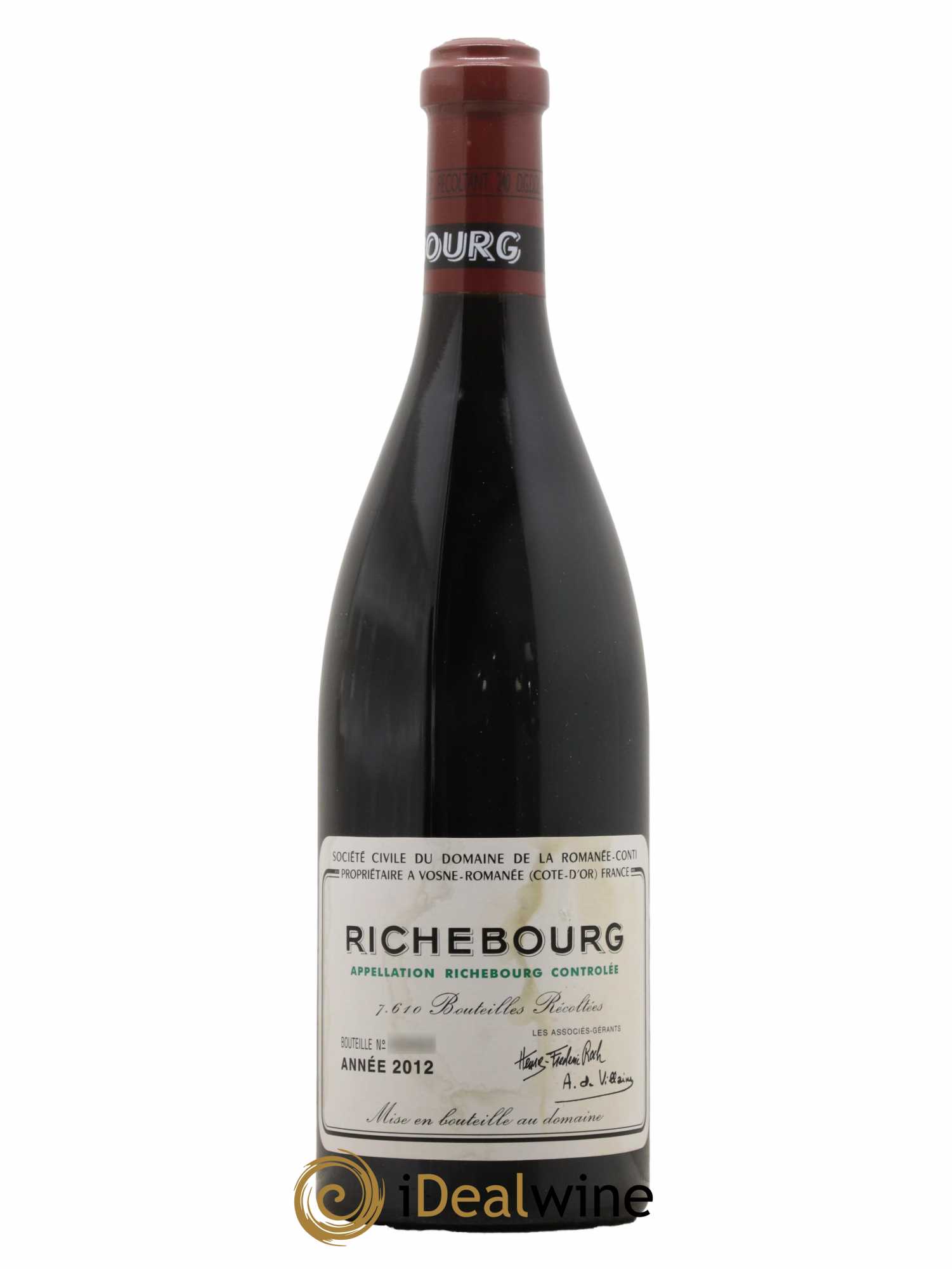 Richebourg Grand Cru Domaine de la Romanée-Conti  2012 - Lot de 1 Bouteille