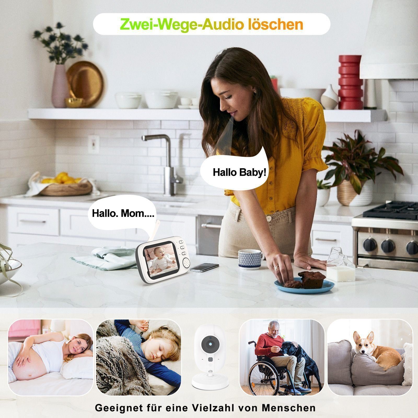 Welikera Babyphone Babyphone mit Kamera 3,5