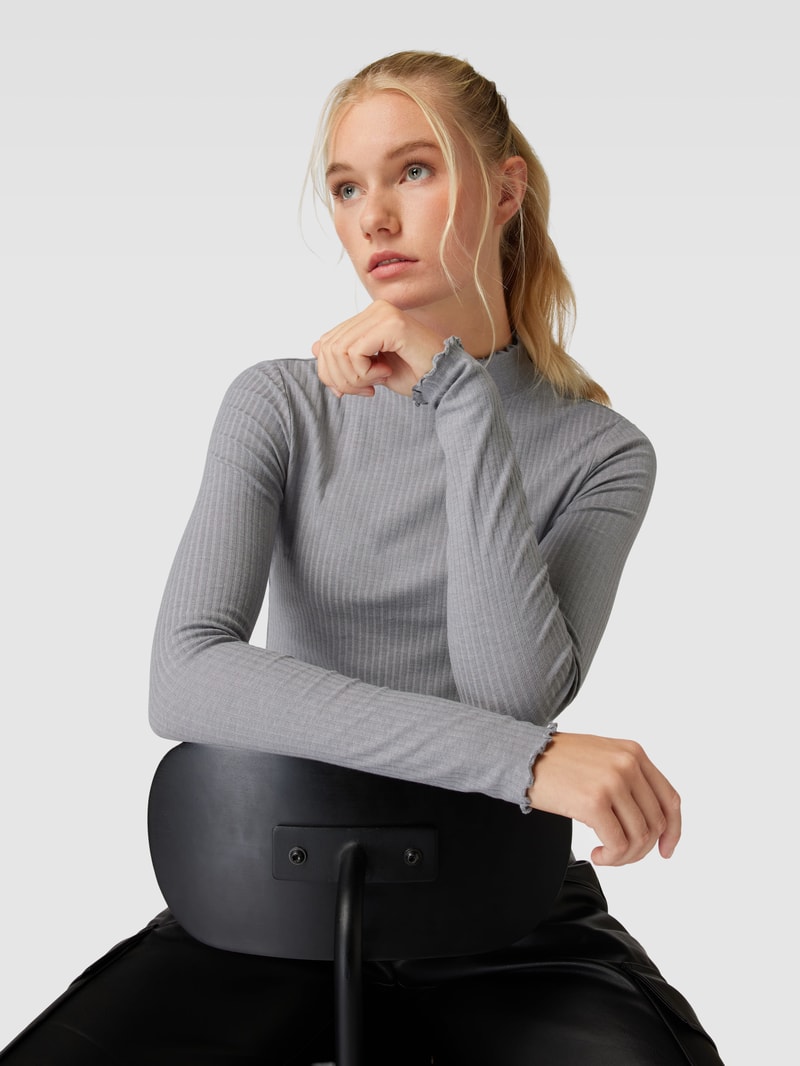 Longsleeve mit Wellensaum in hellgrau