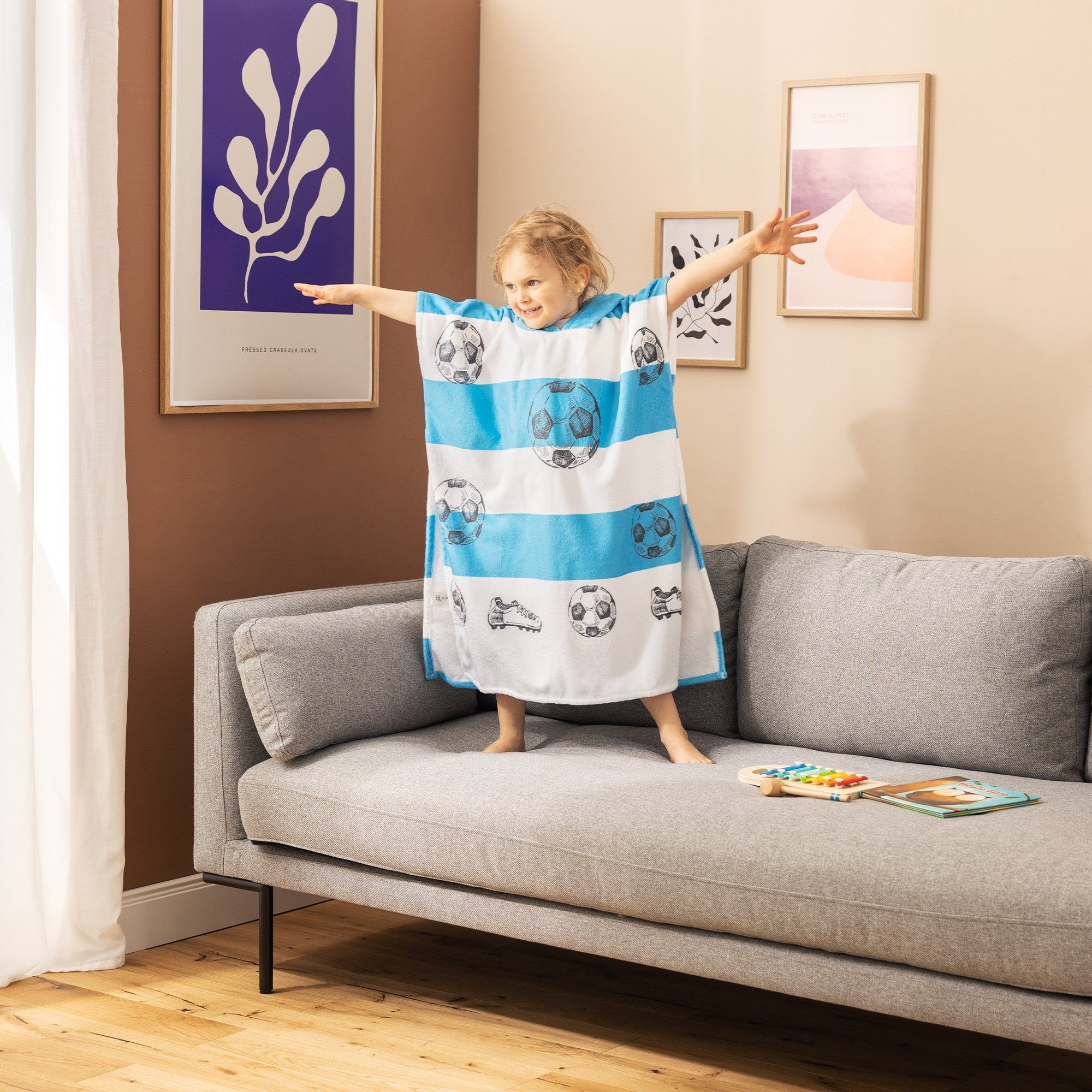 HOMELEVEL Kinderbademantel Kinder und Baby Badeponcho - Poncho Handtuch für Strand Schwimmbad, Baumwolle
